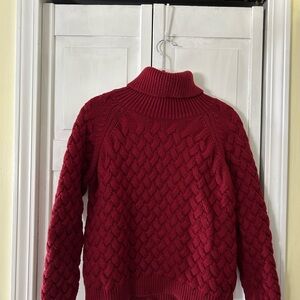 Women's Red Cable Knit Sweater